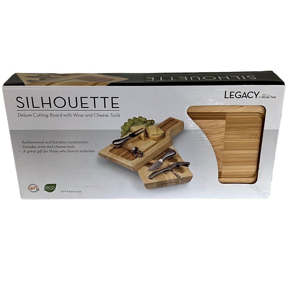 Picnic Silhouette Cheese Board and Tools Set - Rubberwood
